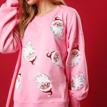Load image into Gallery viewer, Christmas Sequin Santa French Terry Sweatshirt
