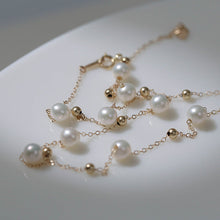 Load image into Gallery viewer, Gold Pearl Necklace Wedding Pearl Necklace Freshwater Pearl Bridsmaid Necklace
