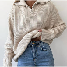 Load image into Gallery viewer, Simple Collar Zipper Sweater
