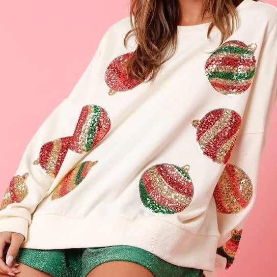 Christmas Egg Sequined Casual Long Sleeve Sweatshirt