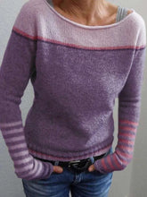 Load image into Gallery viewer, Color Block Striped Boat Neck Long Sleeve Sweater
