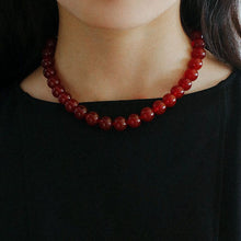 Load image into Gallery viewer, Vintage 18k Gold Plated Big Red Beaded Choker Necklace
