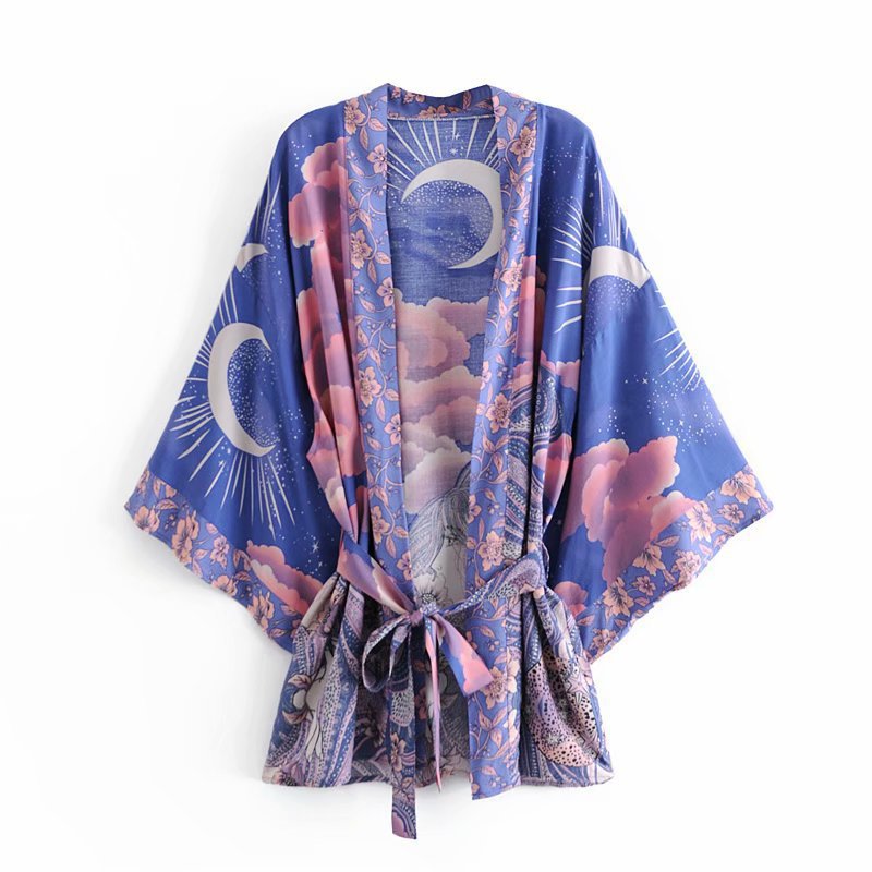 Boho Moon Light Kimono Robe Beach Cover up