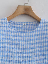 Load image into Gallery viewer, Blue Gingham Smocked Flutter Sleeves Tiered Midi Dress
