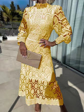 Load image into Gallery viewer, Long Sleeve Hollow Out Lace Midi Dress
