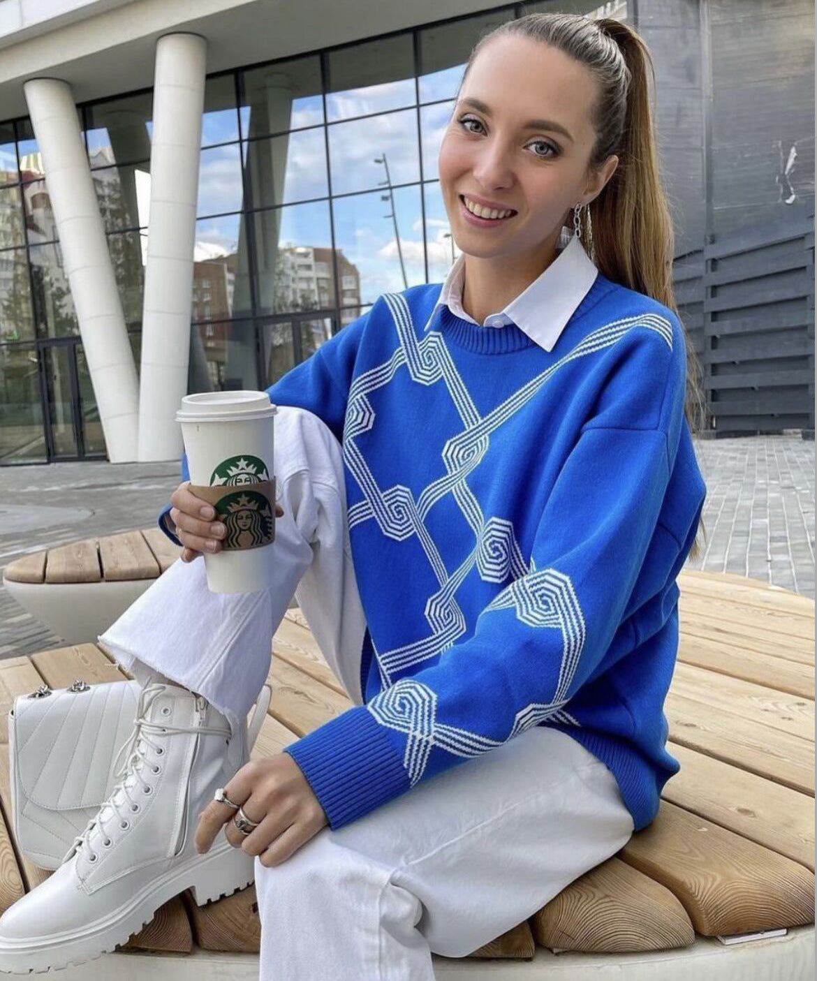 Jacquard Long Warm Sweater Vintage Pullover