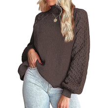 Load image into Gallery viewer, Trendy Chunky Warm Turtleneck Cable Knit Lantern Sleeve Pullover Sweater
