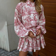 Load image into Gallery viewer, Ink Print Long Sleeve Mini Dress
