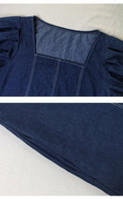 Load image into Gallery viewer, Classic Slit Square Short Sleeve Slit Front Midi Denim Dress

