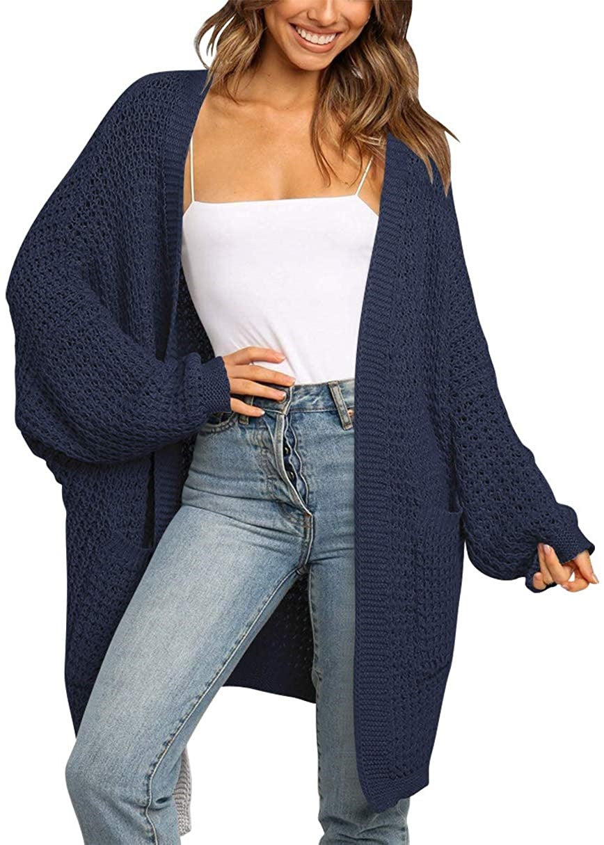 Casual Solid Pocket V Neck Top Sweater Cardigan