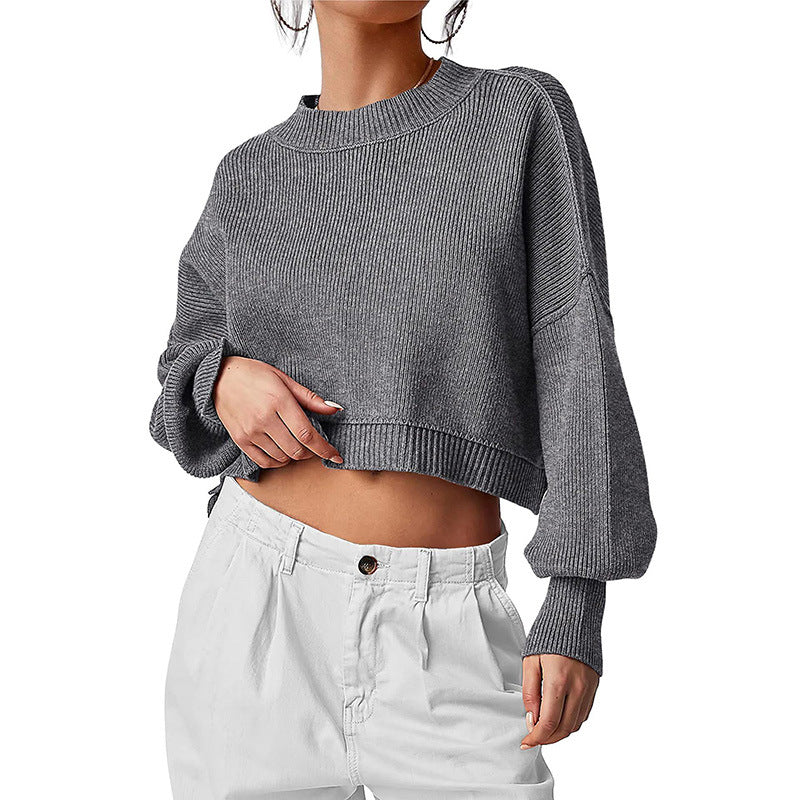 Round Neck Dropped Shoulder Sweater