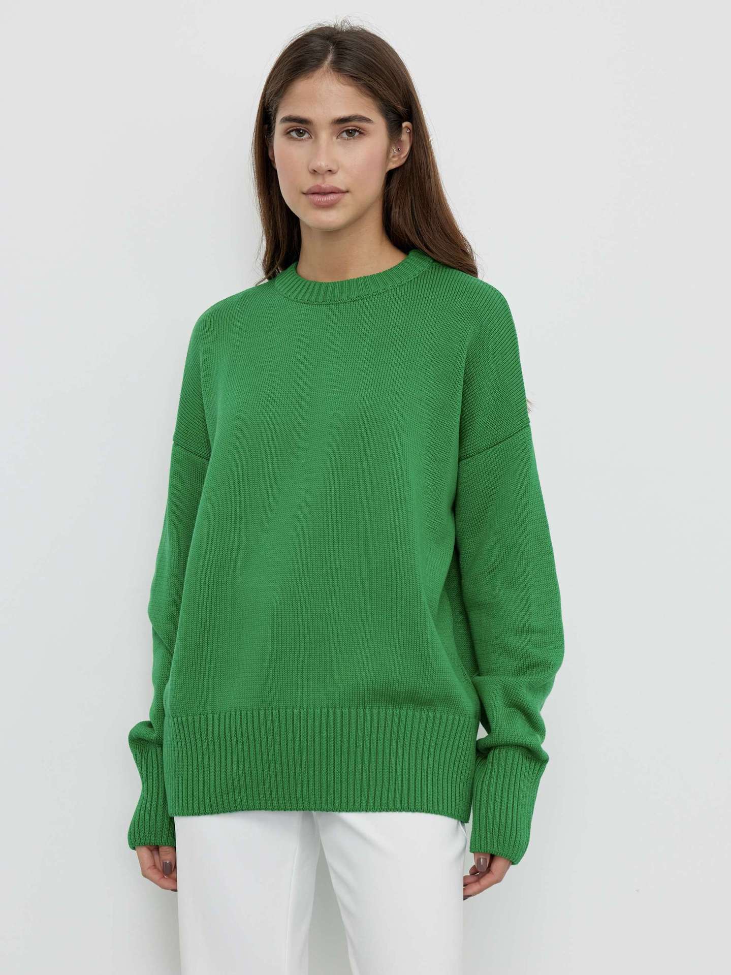 Crew Neck Ribbed Knit Pullover Sweater