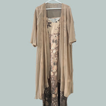 Load image into Gallery viewer, Pink Floral Emboridery Midi Dress with Chiffon Outwear Two-Piece Dress
