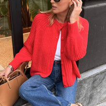 Load image into Gallery viewer, Red Cardigan Long Sleeve Knitted Sweater Jacket
