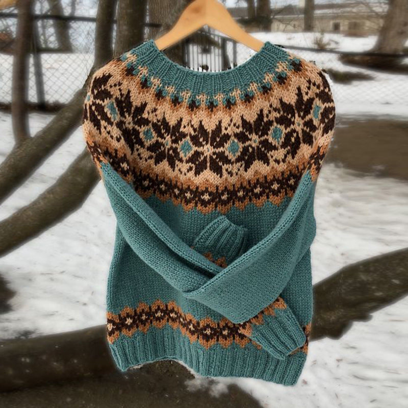 Vintage Geometry Icelandic Knit Pullover Sweater