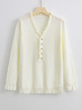 Load image into Gallery viewer, Long Sleeves Ruffled V-neck Sweater
