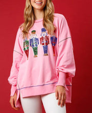 Load image into Gallery viewer, Sequin Christmas Nutcracker Round Neck Sweatshirt
