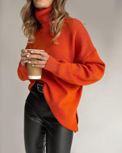 Load image into Gallery viewer, Oversize Turtleneck Long Sleeve Slit Trim Pullover Sweater
