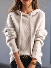 Load image into Gallery viewer, Classic Jacquard Knit Hooded Sweater
