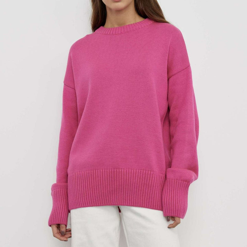 Crew Neck Ribbed Knit Pullover Sweater