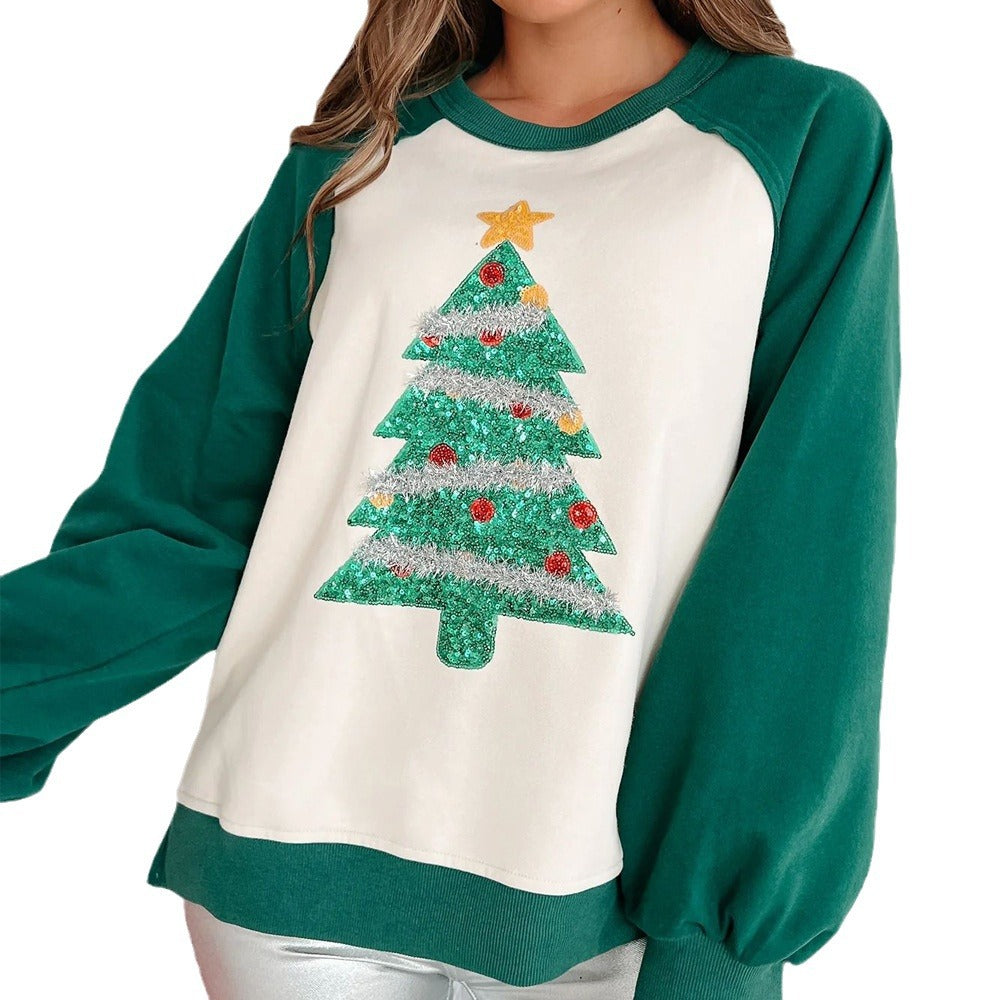 Christmas Tree Sequined Long Sleeve Sweatshirt