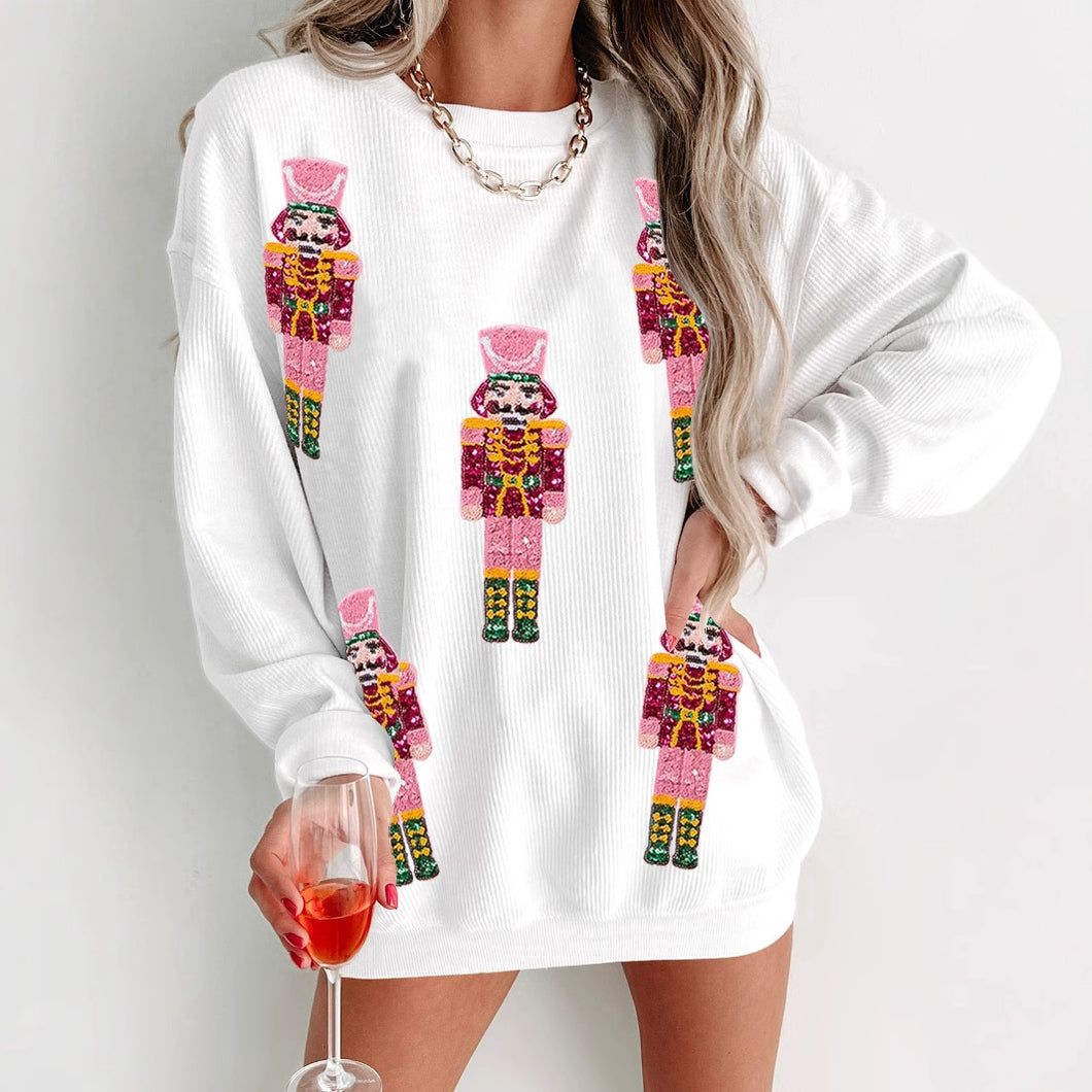 White Christmas Nutcracker Sequins Sweatshirt