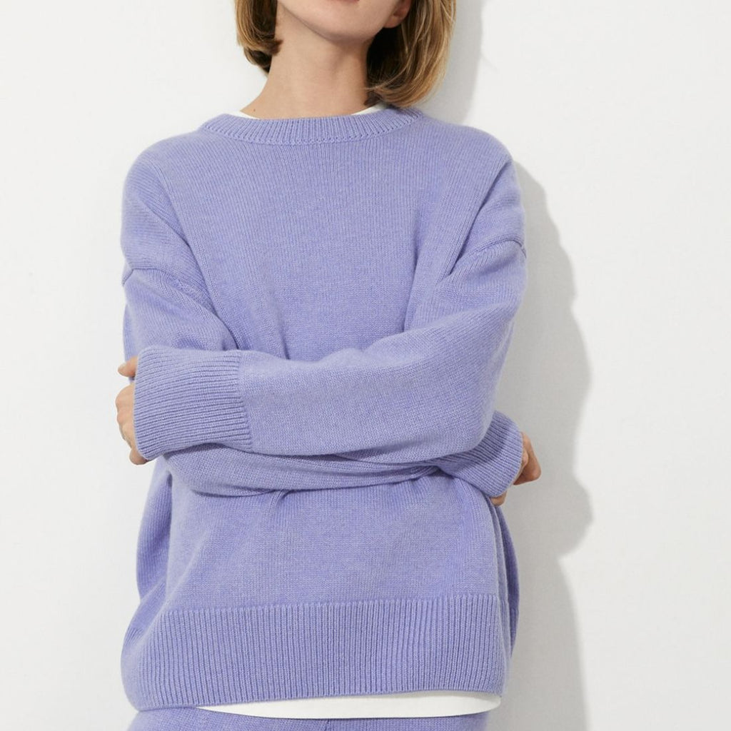 Crew Neck Loose Autumn And Winter Solid Color Knitted Sweater