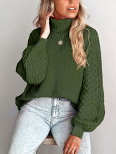 Load image into Gallery viewer, Trendy Chunky Warm Turtleneck Cable Knit Lantern Sleeve Pullover Sweater
