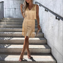 Load image into Gallery viewer, Sexy Tassel V Neck Sleeveless Mini Party Dress
