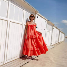 Load image into Gallery viewer, Simple Spaghetti Straps Ruffle Tiered Maxi Dress
