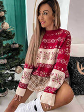 Load image into Gallery viewer, Christmas Snowflake Geometric Pattern Dropped Shoulder Oversize Sweater
