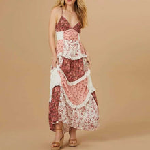 Load image into Gallery viewer, Sweet Spaghetti Straps Floral Patchwork Maxi Dress
