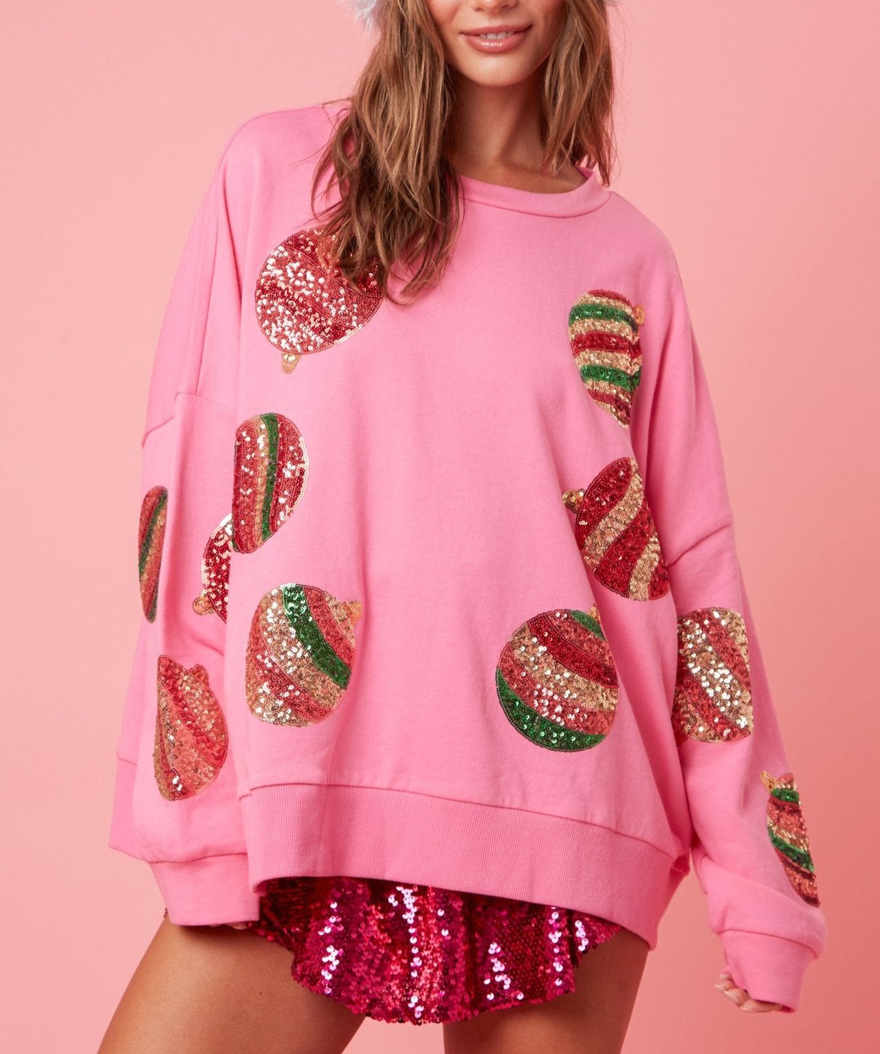 Christmas Egg Sequined Casual Long Sleeve Sweatshirt