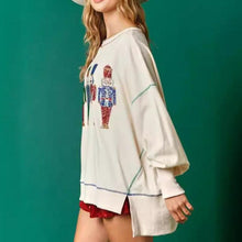 Load image into Gallery viewer, Sequin Christmas Nutcracker Round Neck Sweatshirt
