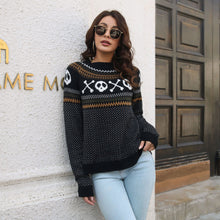 Load image into Gallery viewer, Ribbed Round Neck Ghost Long Sleeve Pullover Sweater
