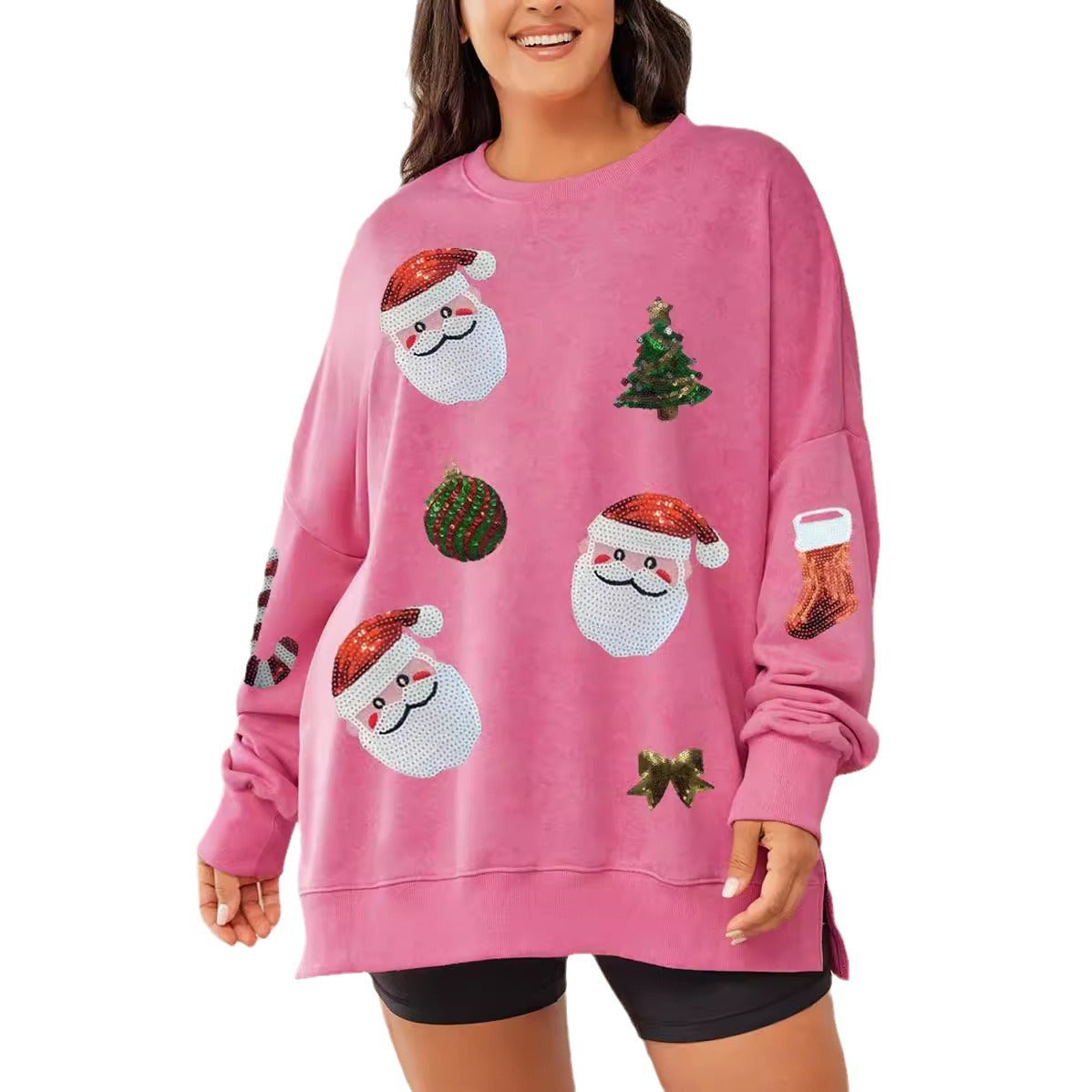 Christmas Sequined Loose Casual Long-sleeved Sweatshirt