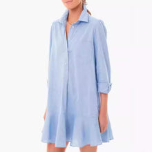 Load image into Gallery viewer, Simple Collar Buttons Down Ruffled Mini Dress
