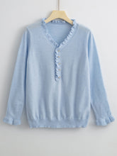 Load image into Gallery viewer, Long Sleeves Ruffled V-neck Sweater
