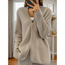 Load image into Gallery viewer, Simple One-button V-neck Knited Cardigan Sweater
