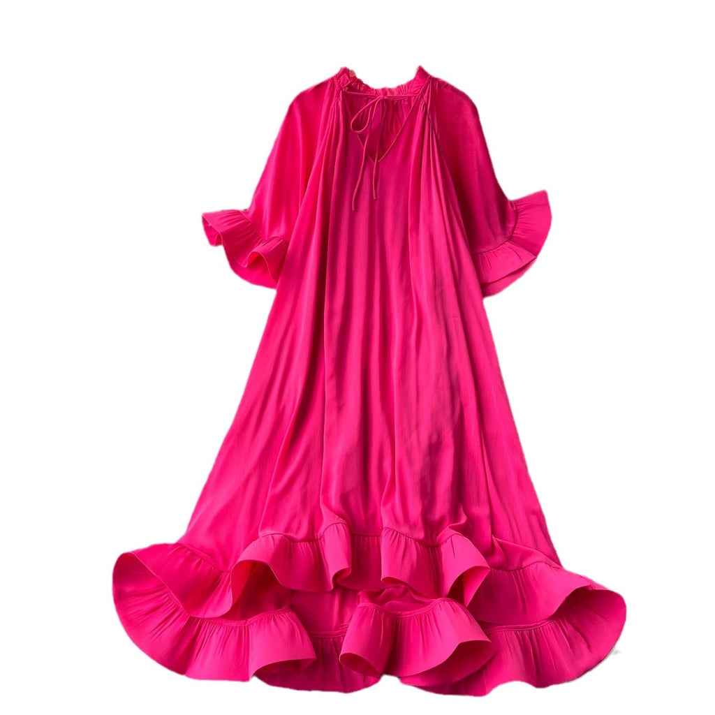 Elegant Bell Sleeves Loose Midi Dress