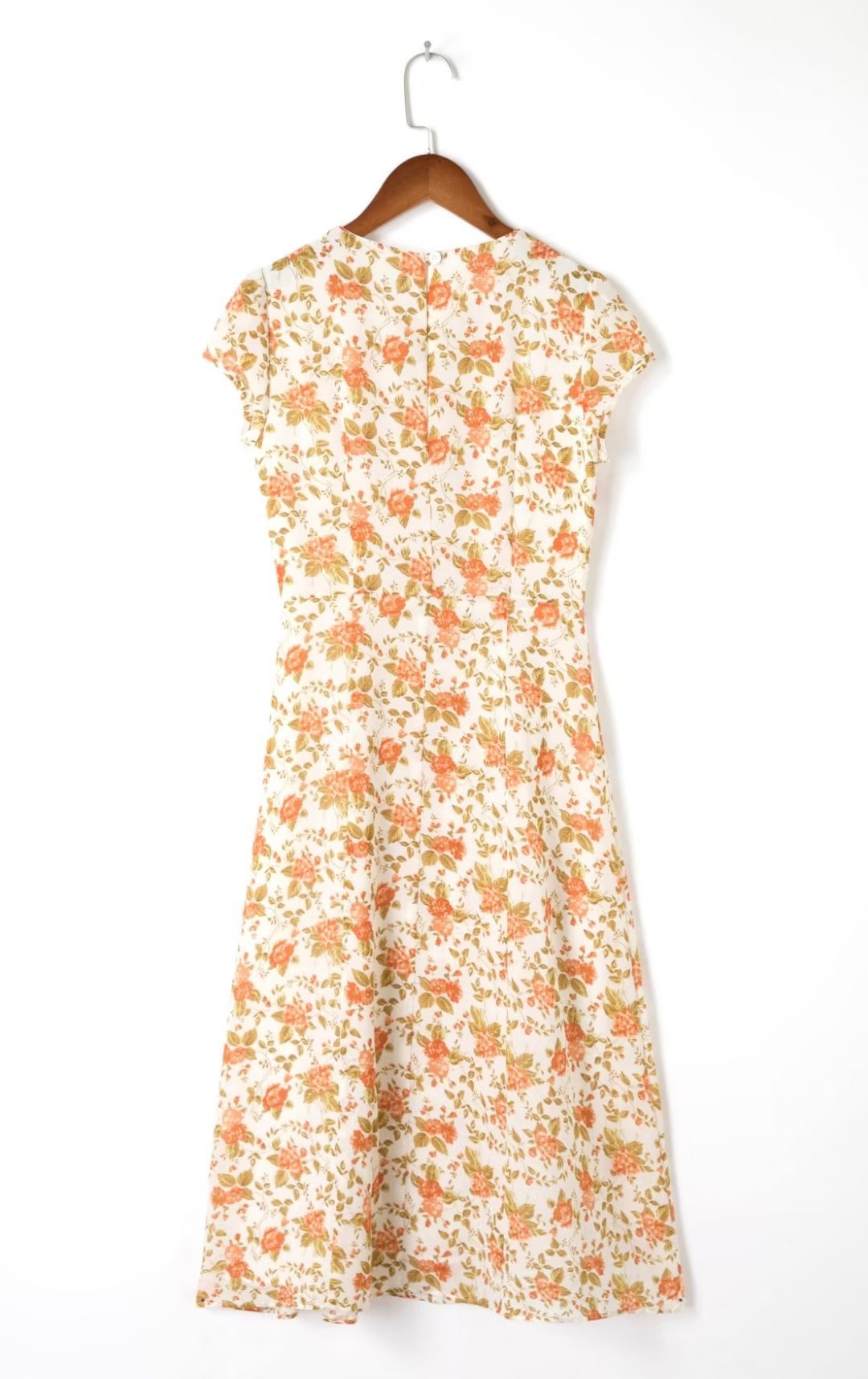 Yellow Floral Print Buttons Down Midi Dress