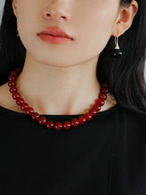 Load image into Gallery viewer, Vintage 18k Gold Plated Big Red Beaded Choker Necklace
