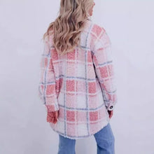 Load image into Gallery viewer, Collar Long Sleeve Teddy Plaid Wool Jacket
