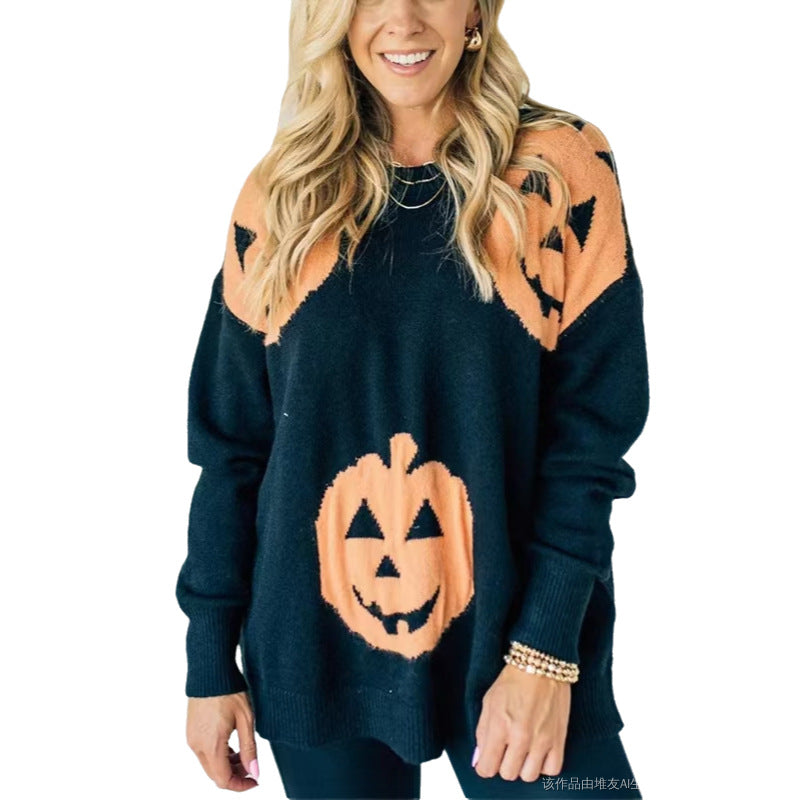 Halloween Jack O Lantern Loose Sweater