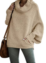 Load image into Gallery viewer, Long Sleeves Cowl Neck Pullover Sweater with Pockets
