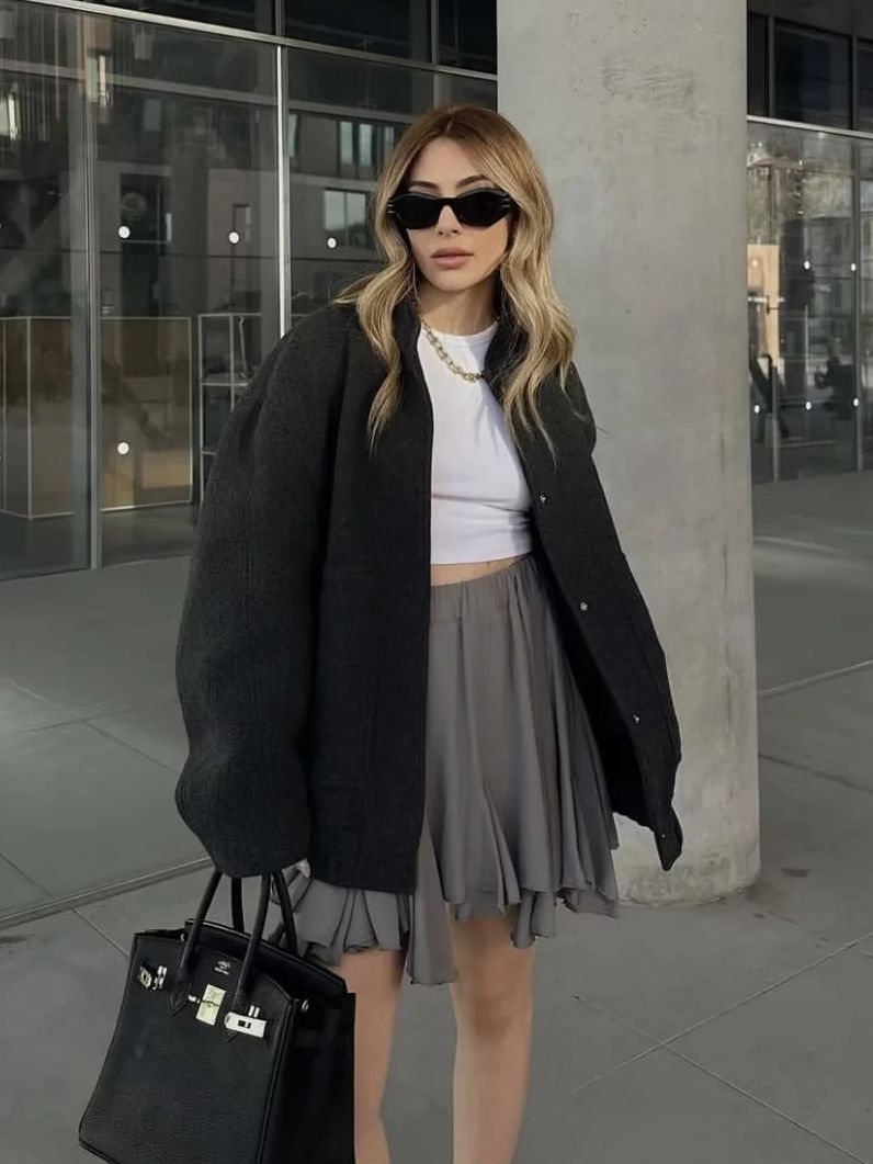 Oversize Stand Up Bomber Jacket