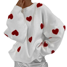 Load image into Gallery viewer, Cute Hearts Pullover Sweater Soft Cozy Loose Casual Warm Sweater

