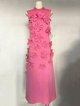 Load image into Gallery viewer, Elegant Sleeveless Mock Neck 3D Floral Maxi Dress
