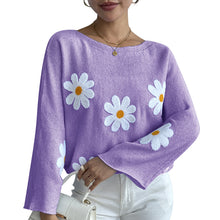 Load image into Gallery viewer, Embroidered Floral Knit Pullover Sweater
