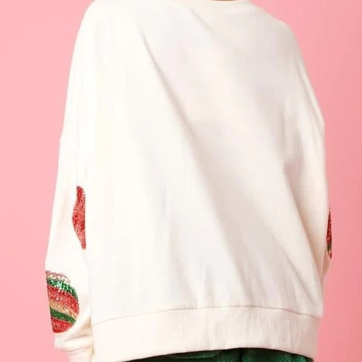 Christmas Egg Sequined Casual Long Sleeve Sweatshirt